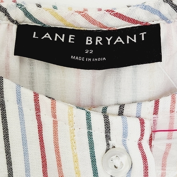 NWT LANE BRYANT White Multi Striped Button-Front Lined Cami Top Size 22 - Picture 7 of 13